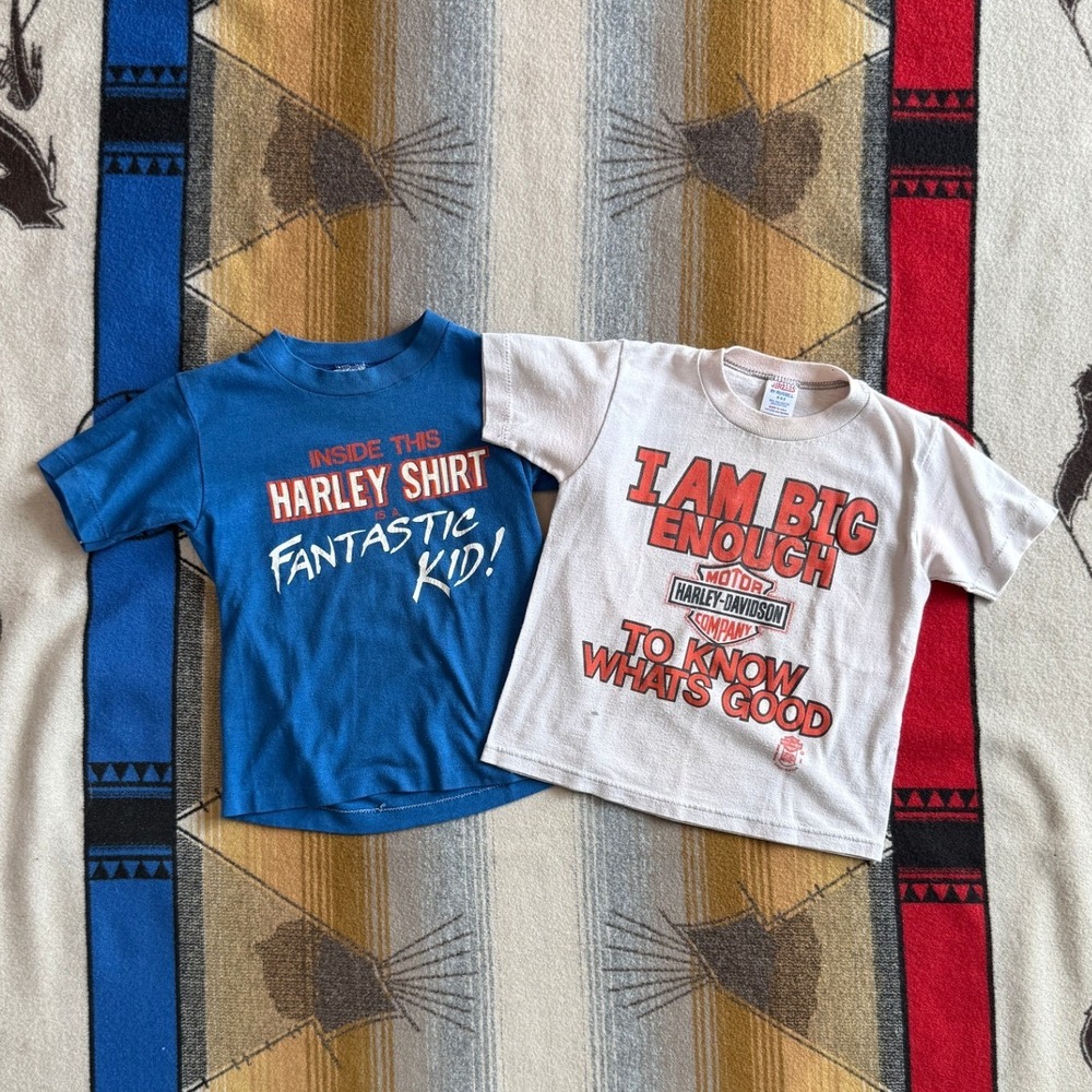 Vintage Harley Davidson Kids T-Shirt Lot 2 Jerzees Russell Daytona Beach S 6-8